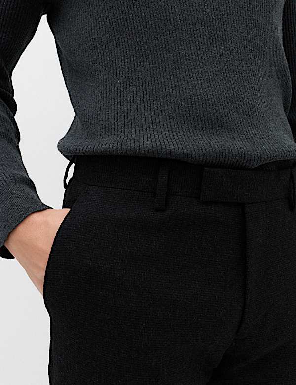 Regular Fit Wool Rich Tweed Check Suit Trousers - NZ