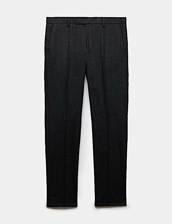 Regular Fit Wool Rich Tweed Check Suit Trousers - NZ
