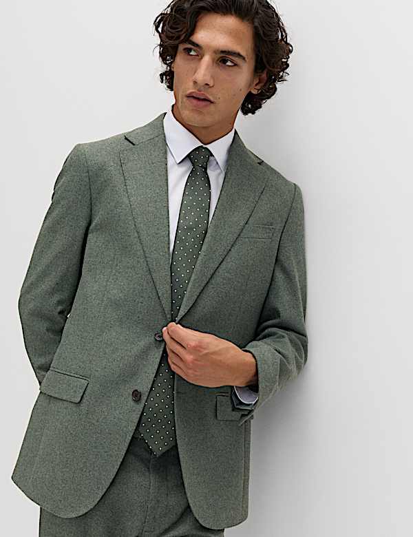Veste Homme Marks & Spencer En Laine - Taille 44 Pouces, Motif Pied-de-poule, Boutonnage Simple (occasion Très Bon état)