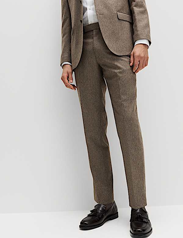 Tailored Fit Italian Wool Rich Suit Trousers - NZ
