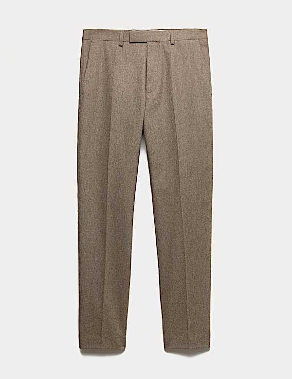 Tailored Fit Italian Wool Rich Suit Trousers - NZ