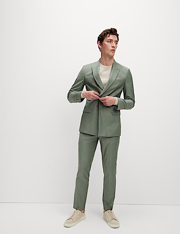 Slim Fit Double Breasted Jacket with Stretch - US