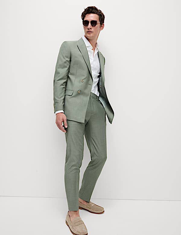 Slim Fit Double Breasted Jacket with Stretch - US