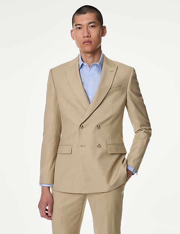 Slim Fit Double Breasted Jacket with Stretch - HR