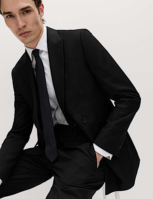 Slim Fit Double Breasted Jacket with Stretch - US