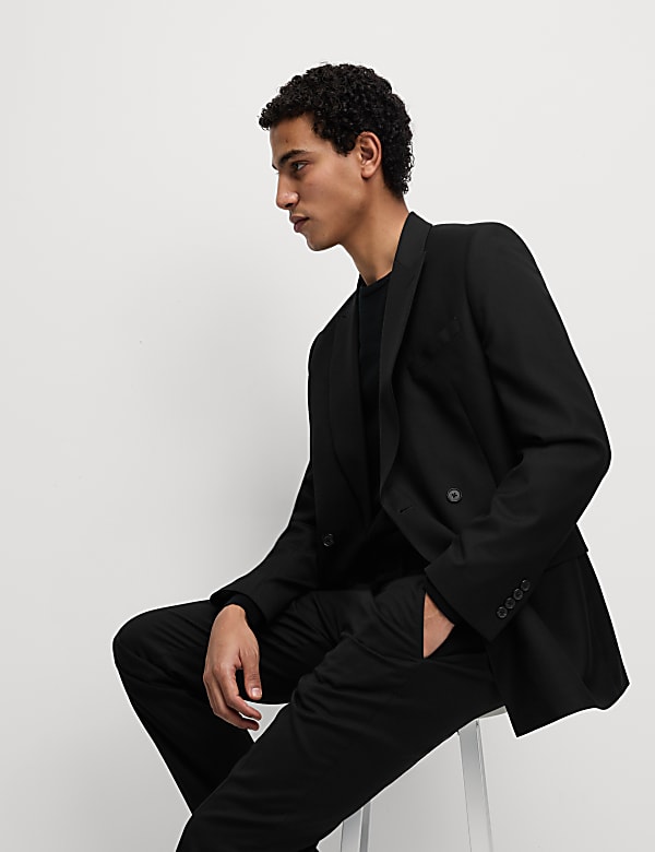 Slim Fit Double Breasted Jacket with Stretch - US