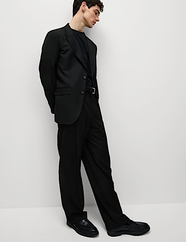 Oblekové kalhoty se strečem, volný střih - CZ