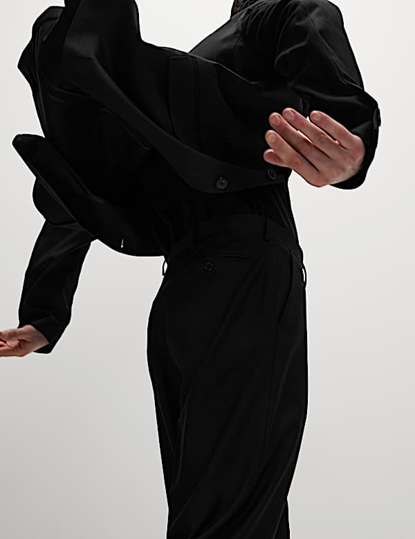 Oblekové kalhoty se strečem, volný střih - CZ