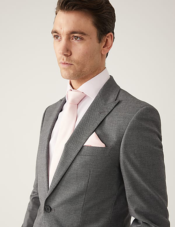 Sharkskin-colbert met stretch en slanke pasvorm - BE