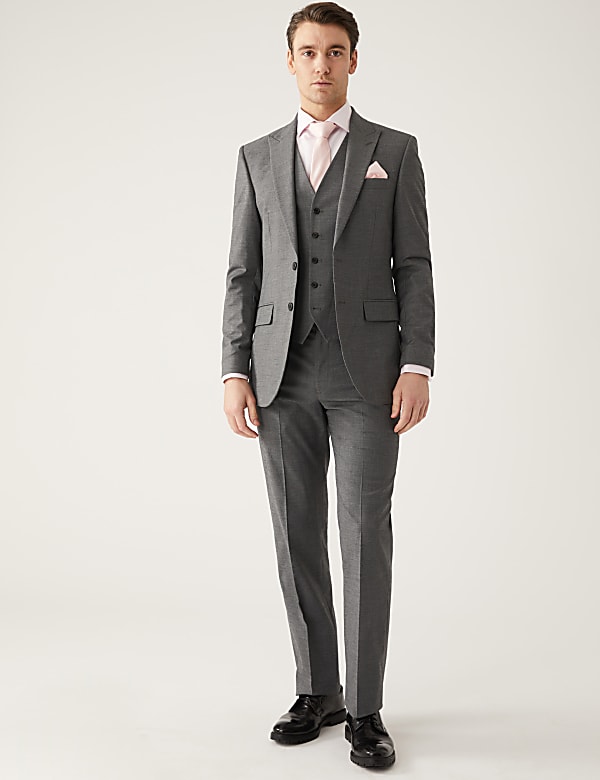 Sharkskin-colbert met stretch en slanke pasvorm - BE