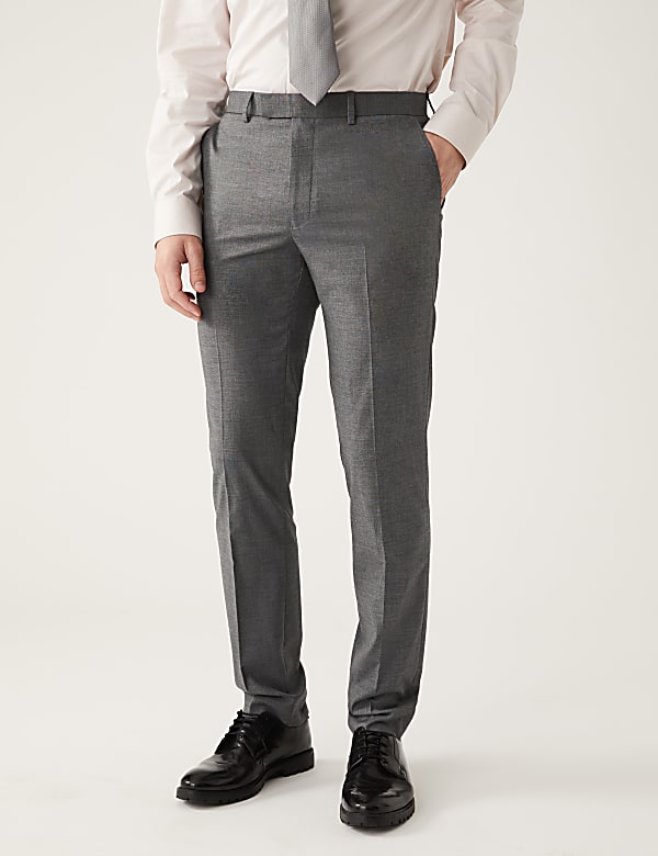 Regular Fit Sharkskin Stretch Suit Trousers