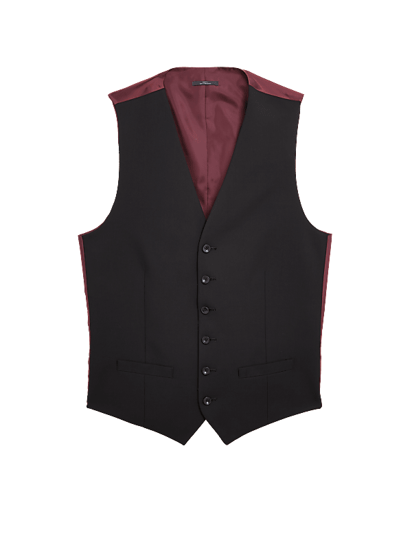 Black Tailored Fit Waistcoat with Stretch