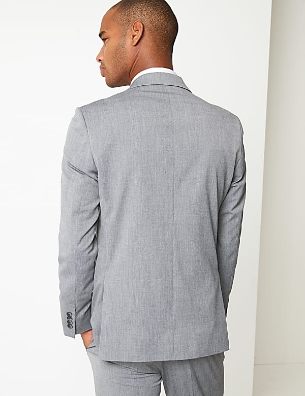 Grey Slim Fit Suit Jacket with Stretch
