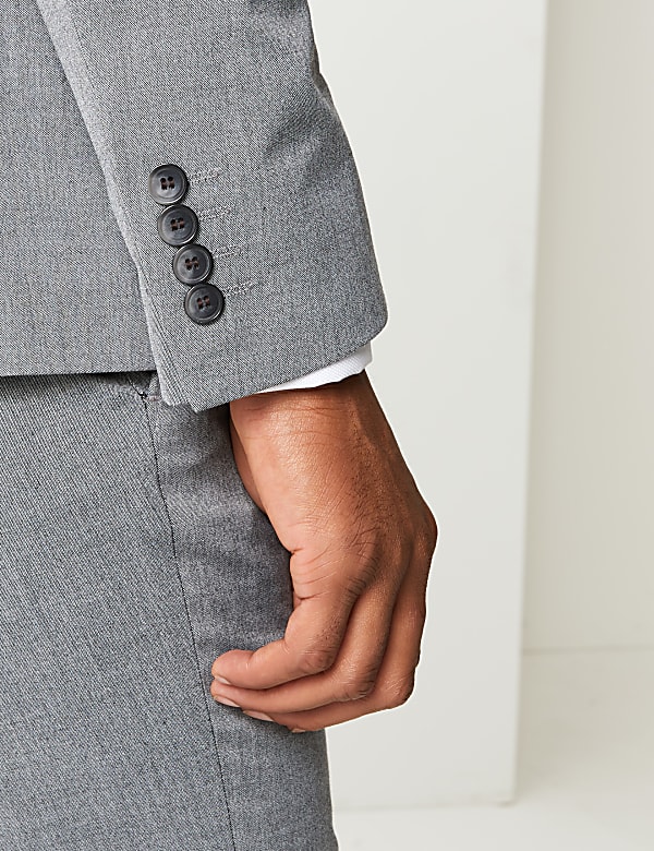 Grey Slim Fit Suit Jacket with Stretch