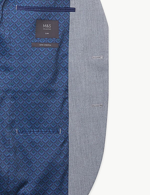 Grey Slim Fit Suit Jacket with Stretch