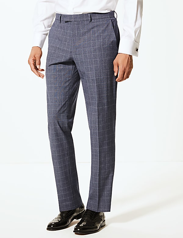 Checked Slim Fit Trousers with Stretch