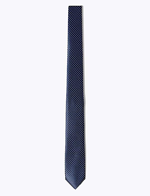 Skinny Woven Polka Dot Tie