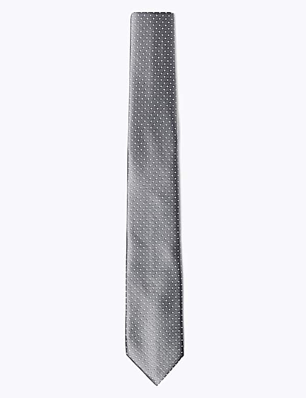 Skinny Woven Polka Dot Tie