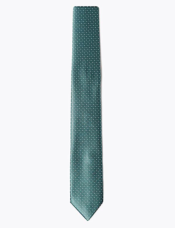 Skinny Woven Polka Dot Tie