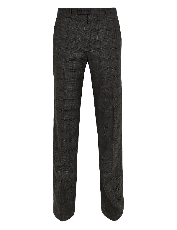 Charcoal Checked Regular Fit Trousers