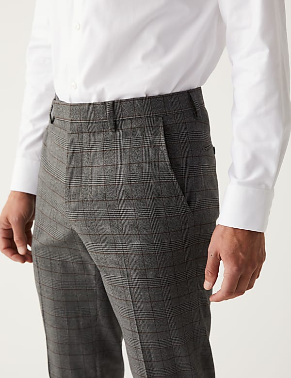 Regular Fit Check Stretch Suit Trousers - DE