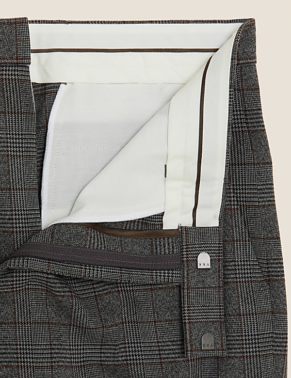 Regular Fit Check Stretch Suit Trousers