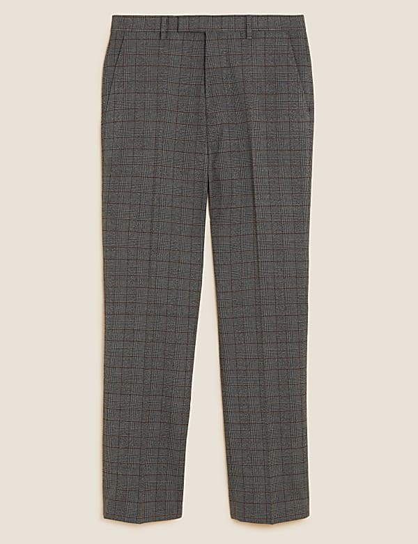 Regular Fit Check Stretch Suit Trousers - DE