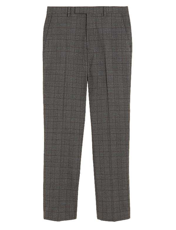 Regular Fit Check Stretch Suit Trousers