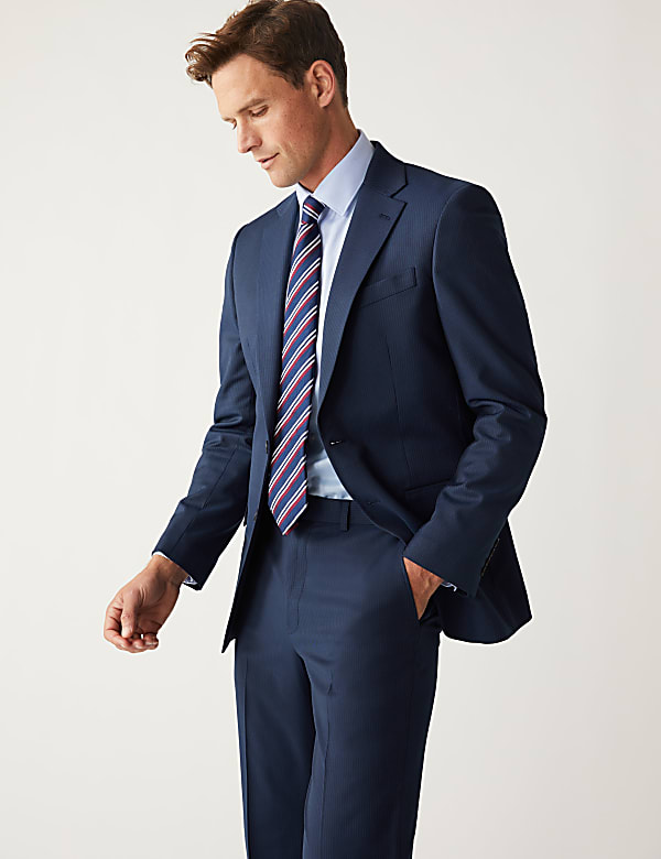 Regular Fit Pinstripe Stretch Suit Jacket