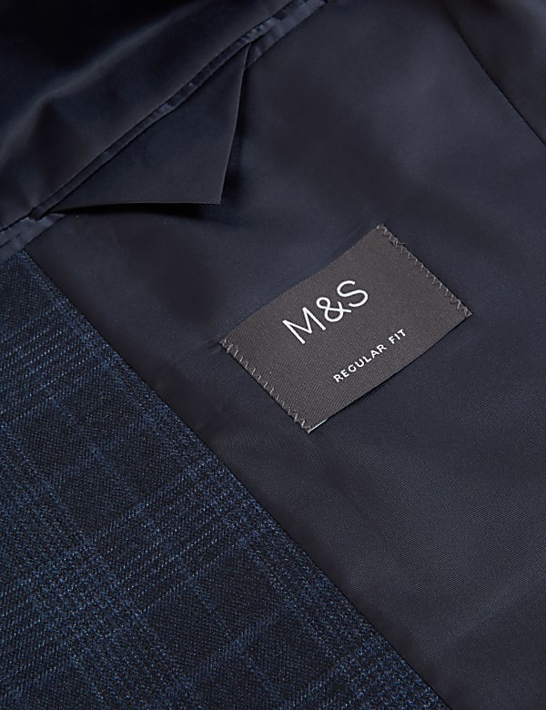 Regular Fit Check Suit Jacket with Stretch