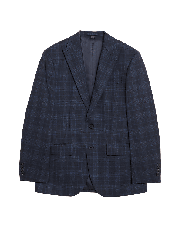 Regular Fit Check Suit Jacket with Stretch