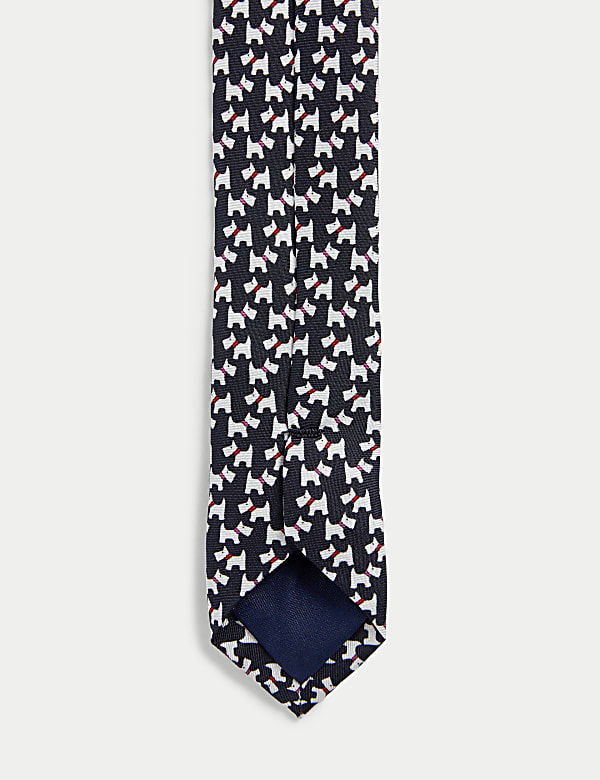 Dog Print Pure Silk Tie - AL