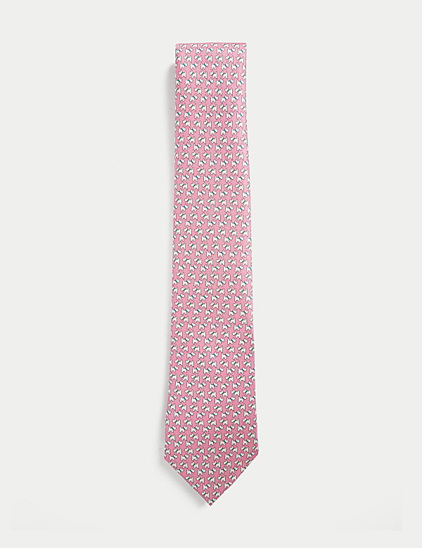 Zuiver zijden stropdas met hondenprint - NL