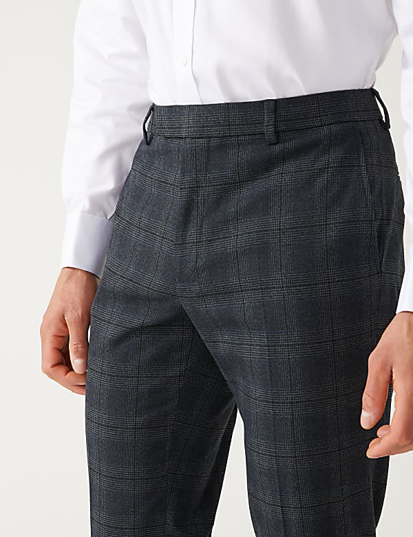 Slim Fit Check Suit Trousers