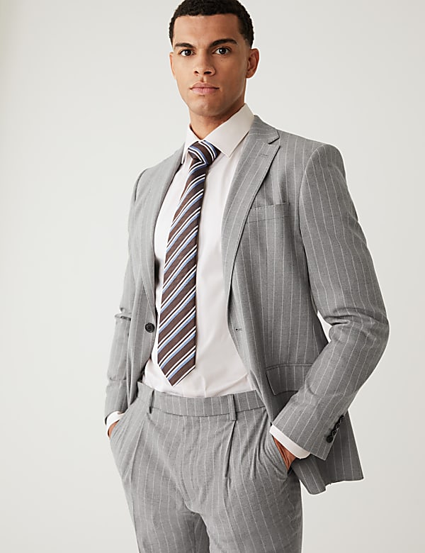 Grey pinstripe jacket on sale