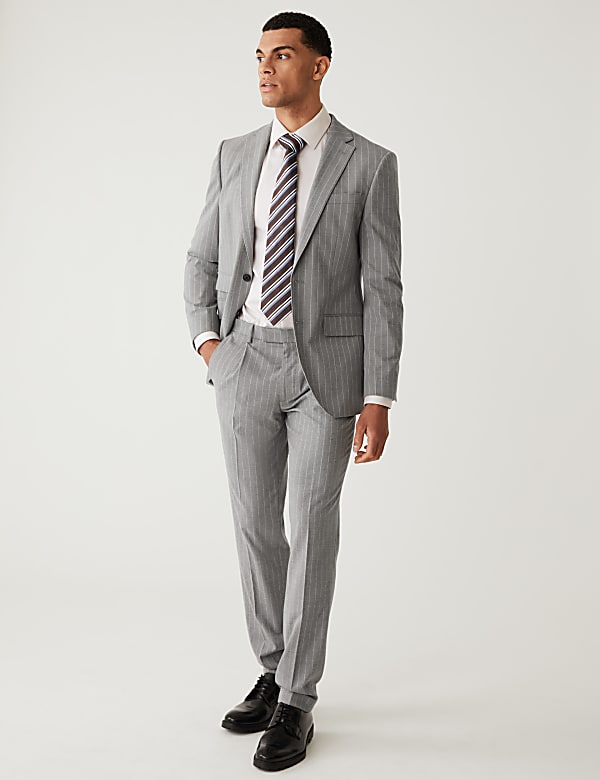 Slim Fit Pinstripe Suit Jacket