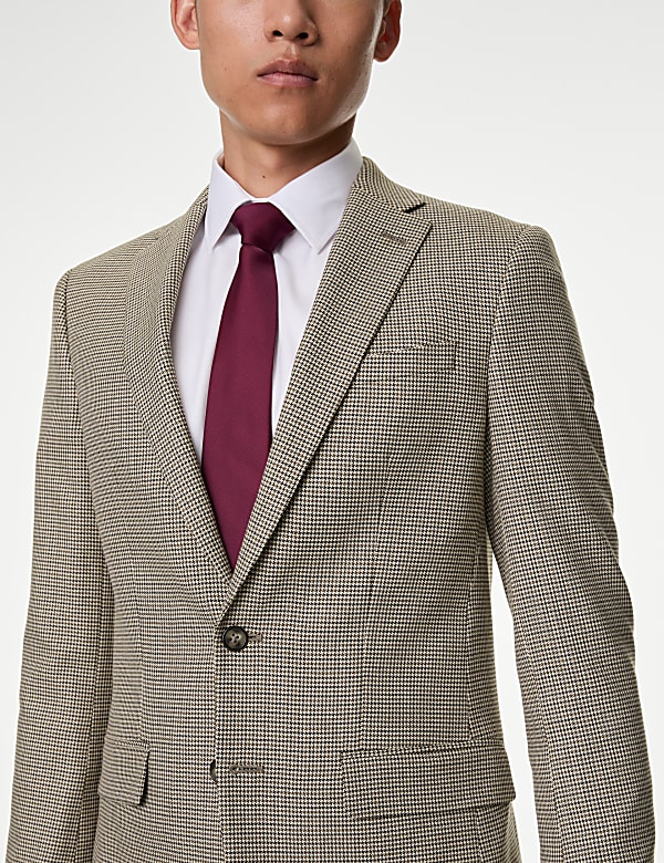 Slim Fit Puppytooth Stretch Suit Jacket - CN