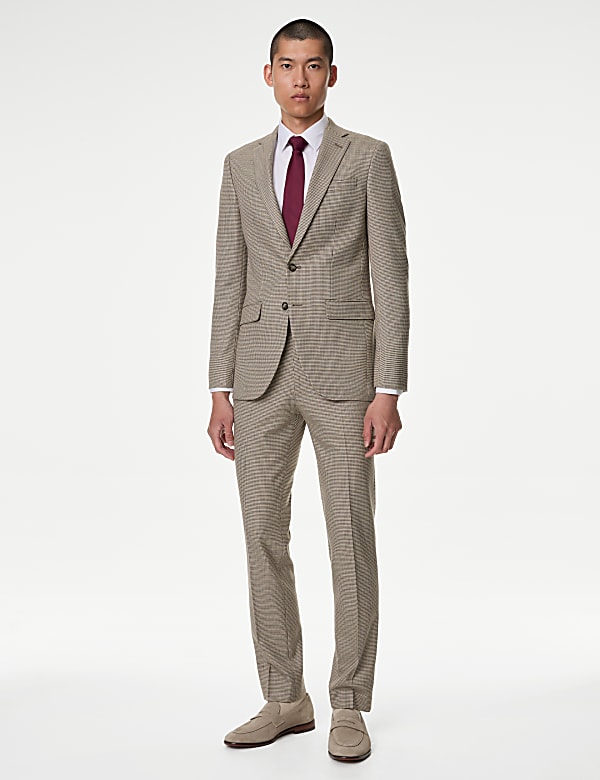 Slim Fit Puppytooth Stretch Suit Jacket - CN