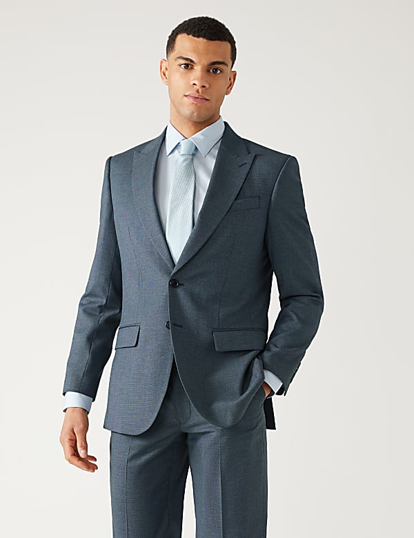 Regular Fit Textured Stretch Suit Jacket