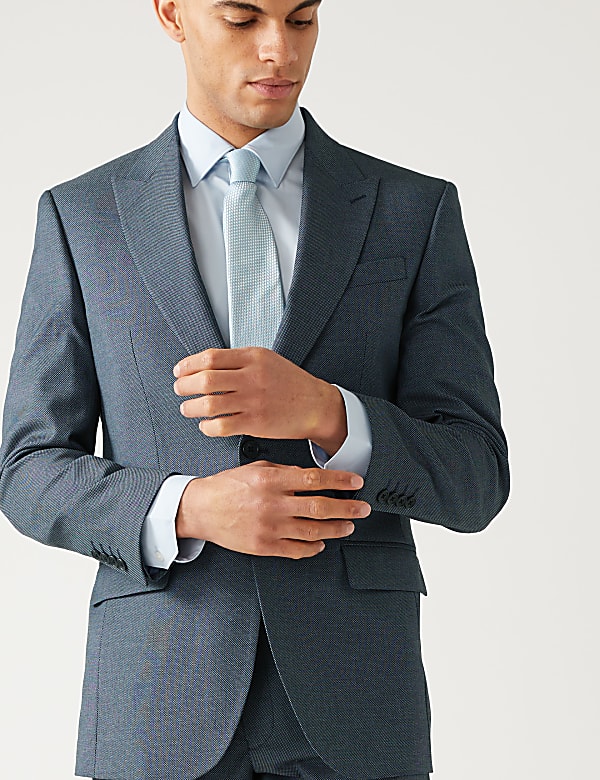 Regular Fit Textured Stretch Suit Jacket