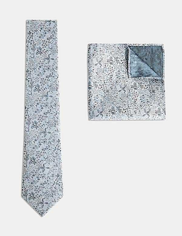 Pure Silk Jacquard Tie & Pocket Square Set - MV