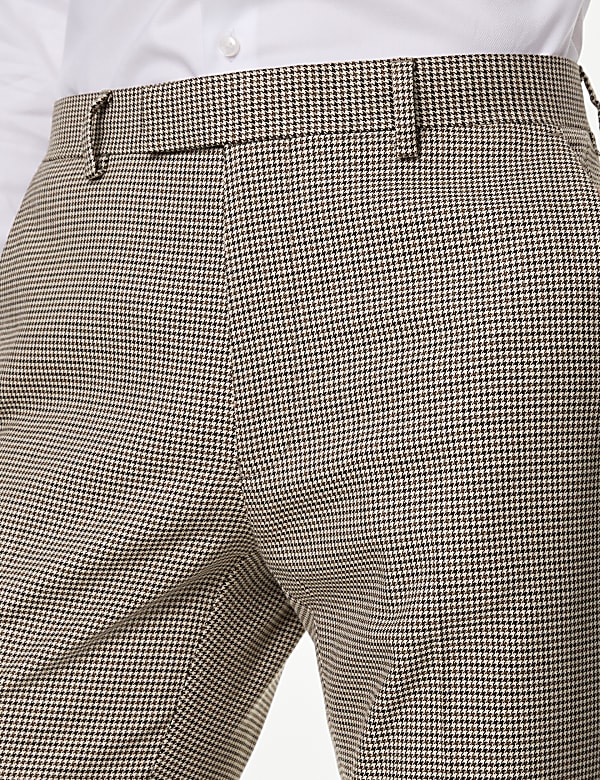 Slim Fit Puppytooth Check Trousers - TW