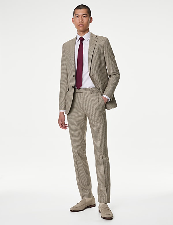 Slim Fit Puppytooth Check Trousers - TW