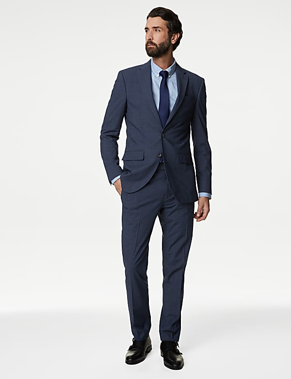 Slim Fit Prince of Wales Check Suit Trousers - NL