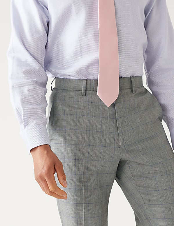 Regular Fit Prince of Wales Check Suit Trousers