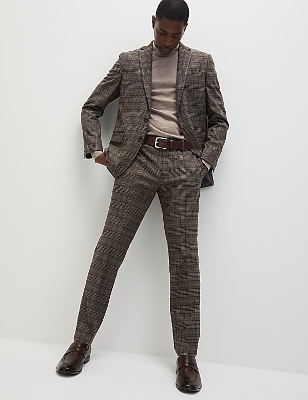 Pantalon de costume coupe slim a carreaux BROWN MIX Pantalons de costume M S LU