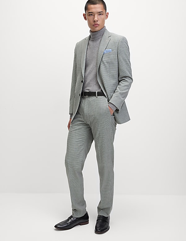 Regular Fit Textured Puppytooth Suit Trousers - JP