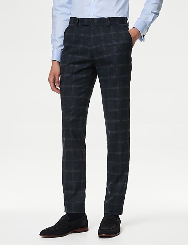 Skinny Fit Check Suit Trousers - NL