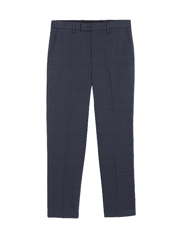 Regular Fit Check Stretch Suit Trousers