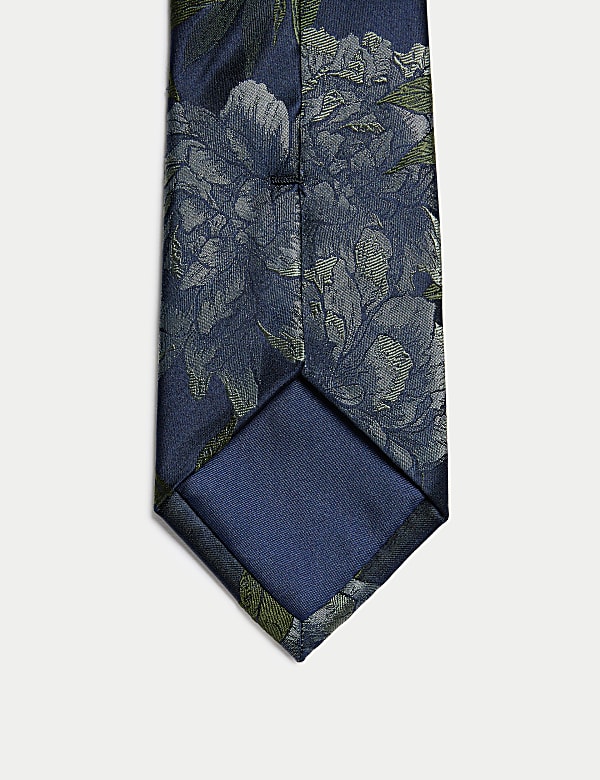 Cravate 100 % soie à motif fleuri - BE